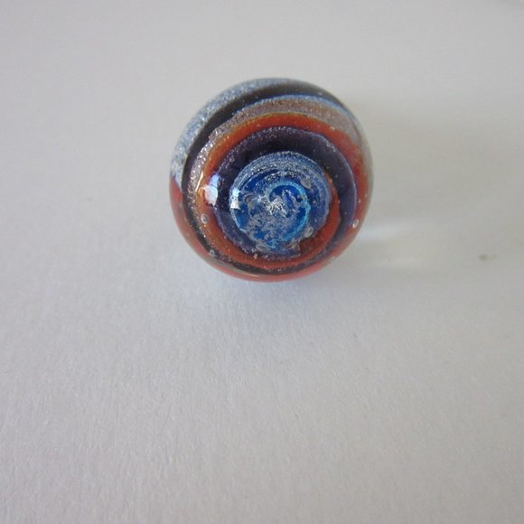 Glass Pendant Statement Necklace Blue Red Swirl Teardrop - Picture 5 of 10